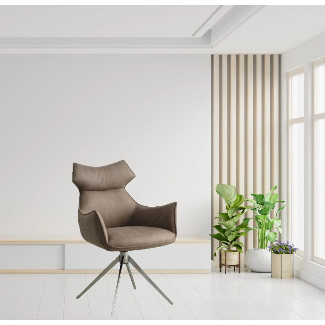 Lexpo Liva spisestuestol m/armlæn lever beige/metal drejefod Lexpo Liva spisestuestol m/armlæn lever beige/metal drejefod