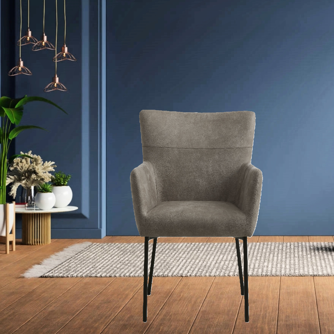 Lexpo Lily spisebordsstol med armlæn i mikrofiberlæder, onyx sort/sort stel Lexpo Lily spisebordsstol med armlæn i mikrofiberlæder, onyx sort/sort stel