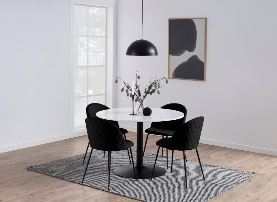 Actona Louise spisebordsstol – stof sort – Stel mat sort