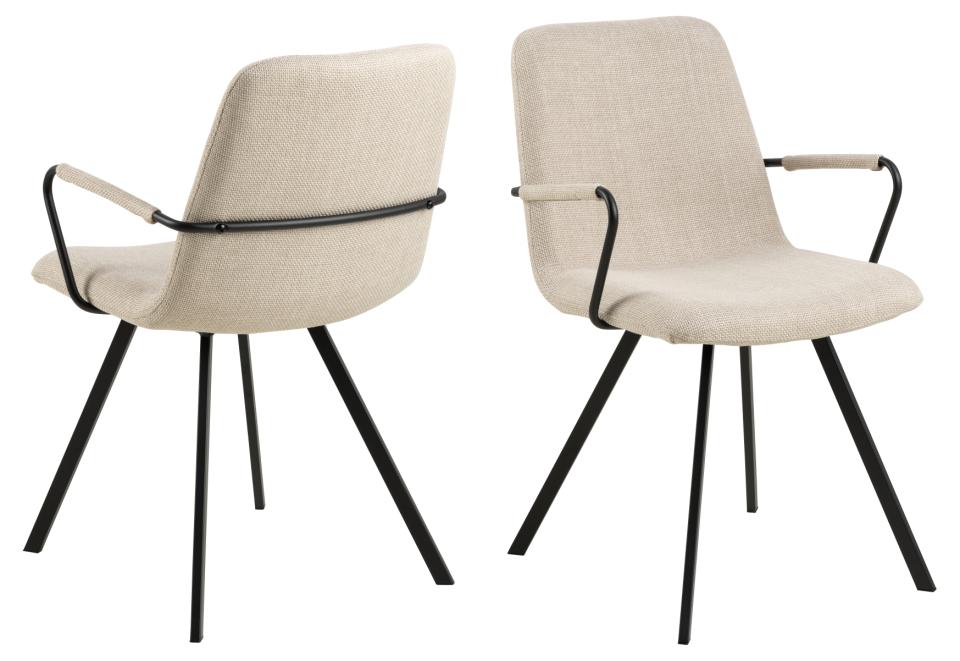 Actona Selina spisebordsstol med armlæn – stof Beige – Stel mat sort Actona Selina spisebordsstol med armlæn – stof Beige – Stel mat sort