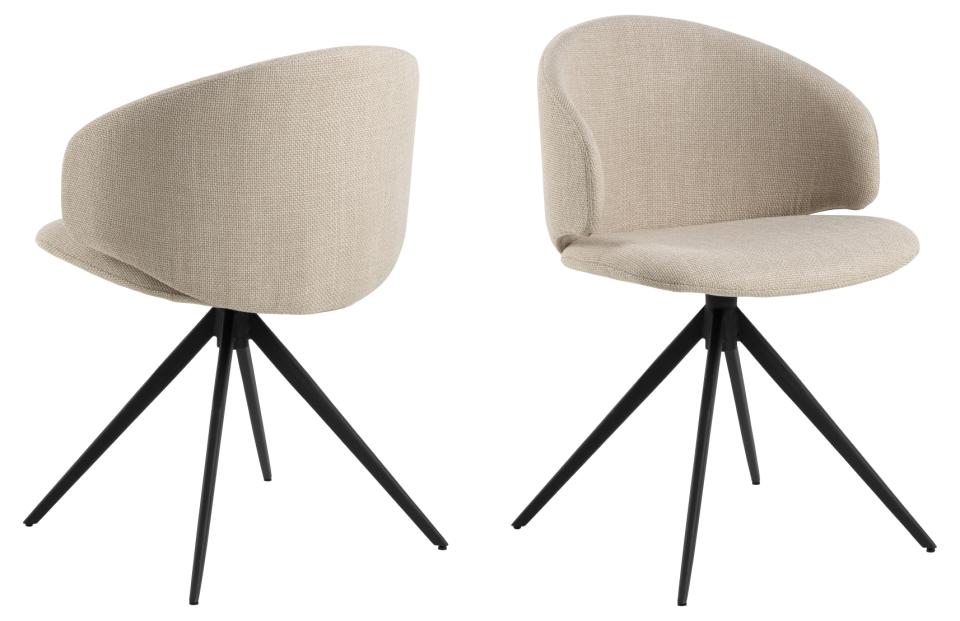 Actona Ella spisebordsstol – stof beige – Stel mat sort med drejefunktion