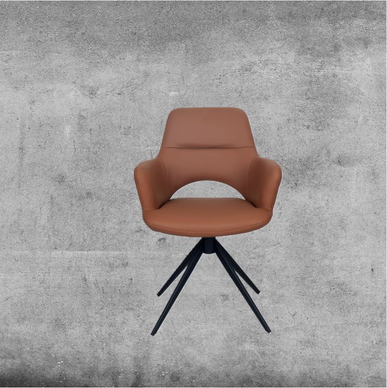 Hundevad Isak stol i Cognac læder – Sort returdrej stel.