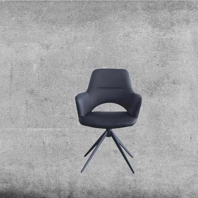 Hundevad Isak stol i sort læder – Sort returdrej stel