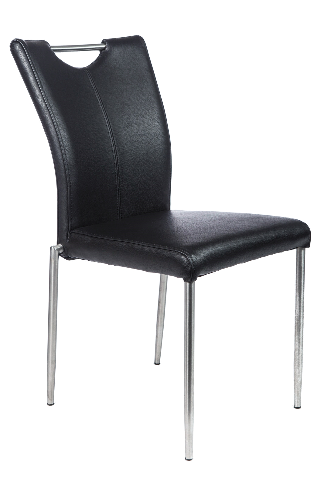 Hundevad Spisebordsstol model E-40D sort læder-Børstet stel.