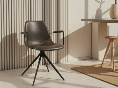 Hundevad Spisebordsstol Karla – microfiber mørkebrun med drejstel