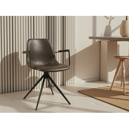 Hundevad Spisebordsstol Karla – microfiber mørkebrun med drejstel