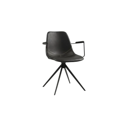 Hundevad Karla Stolen – Microfiber Deep Black med armlæn og drejstel