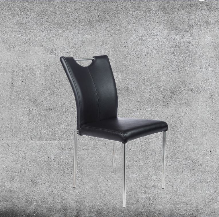 Hundevad Spisebordsstol model E-40D sort læder-Børstet stel.