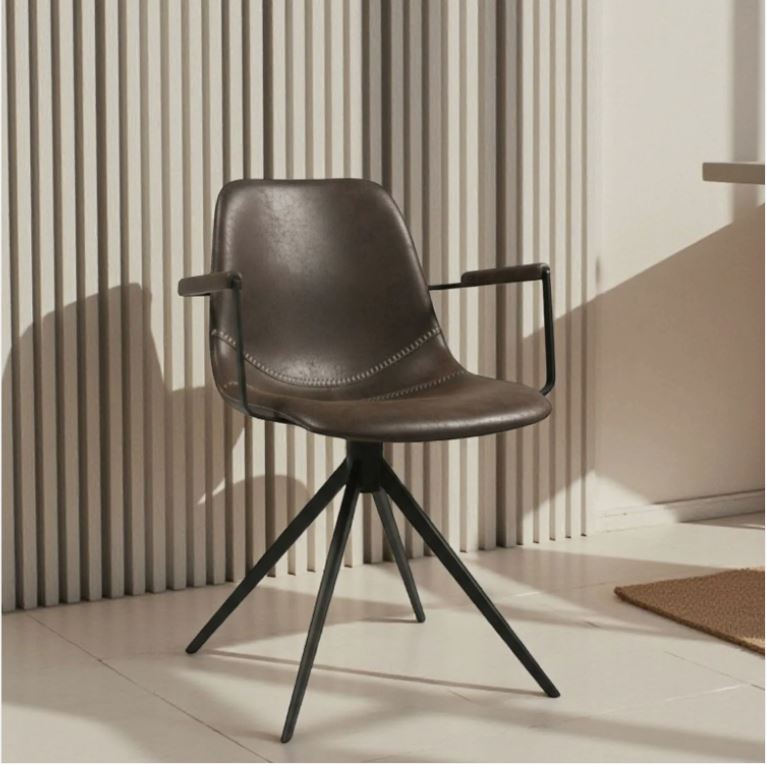 Hundevad Spisebordsstol Karla – microfiber mørkebrun med drejstel