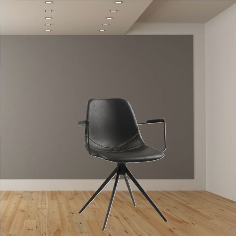 Hundevad Karla Stolen – Microfiber Deep Black med armlæn og drejstel