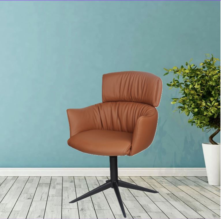 Hundevad Spisestol Alfred – Cognac læder Sort malet stel m/retur drej