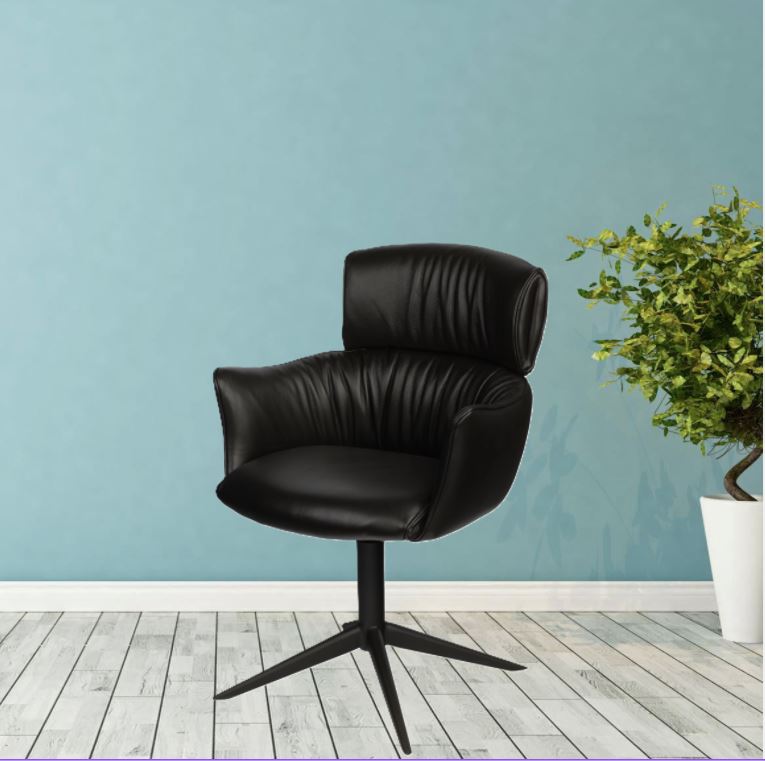 Hundevad Spisestol  Alfred – Sort læder Sort stel m/retur drej