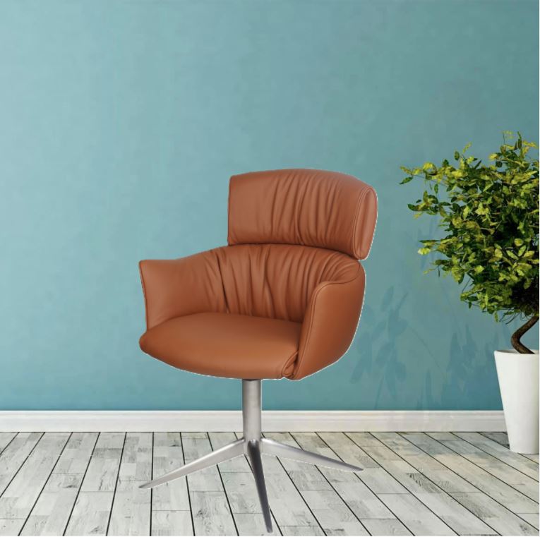 Hundevad Spisestol Alfred – Cognac læder Børstet stel m/retur drej