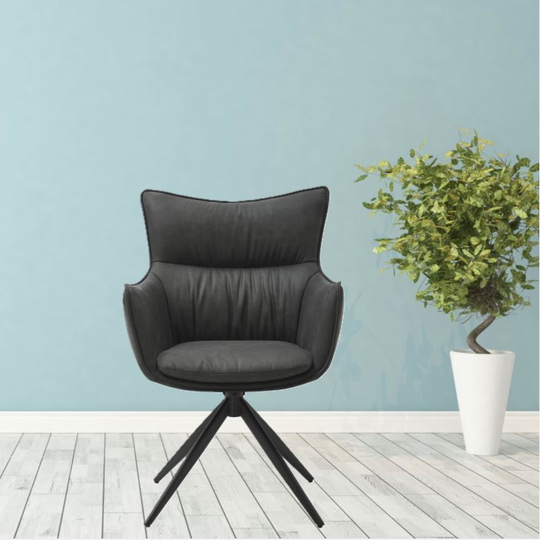 Hundevad Spisestol Theo i sort microfiber med returdrej