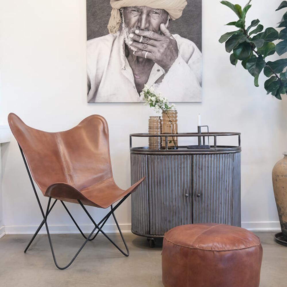 Trademark Lazenby loungestol i bøffellæder – brun