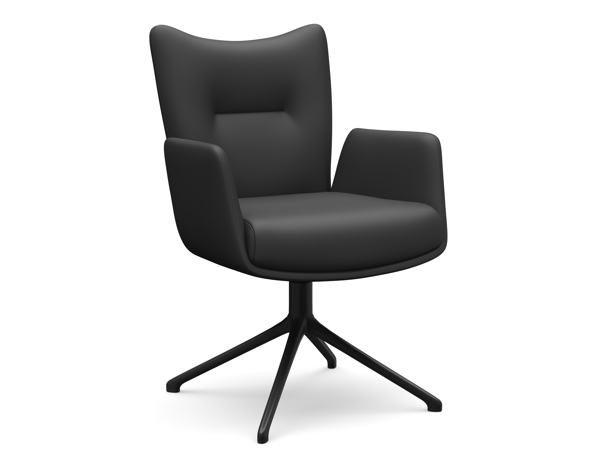 Hundevad Stol Baron sort læder – sort stel returdrej