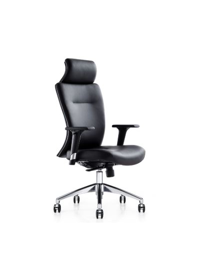 Hundevad Kontorstol model Lyon – Sort læder Høj Ryg